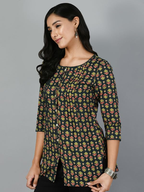 Image of Meesan Women's Casual Ethnic 3 /4 Sleeve Printed Tunic