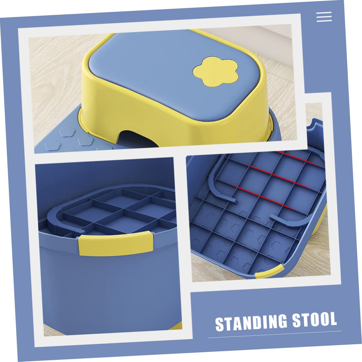 Taburete De Doble Capa Antideslizante para Niños, Escalón Seguro para Baño, Material PP Resistente, Diseño Azul y Amarillo, Adecuado para Bebés y Uso En Lavamanos, 1 Unidad