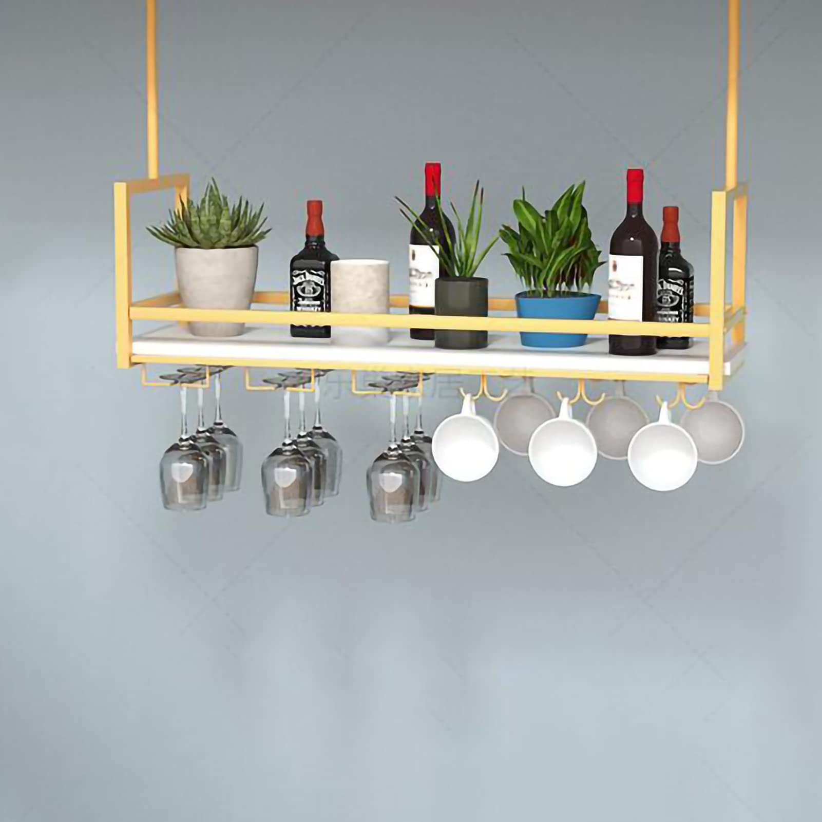 Porte-verre à vin à l'envers DASHADAO en fer forgé suspendu de style simple pour restaurant