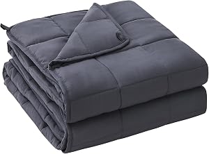 yescool Weighted Blanket for Adults (20 lbs, 48" x 72", Grey) Cooling Heavy Blanket for Sleeping Perfect for 140-160 lbs, Twin Size Breathable Blanket with Premium Glass Bead, Machine Washable