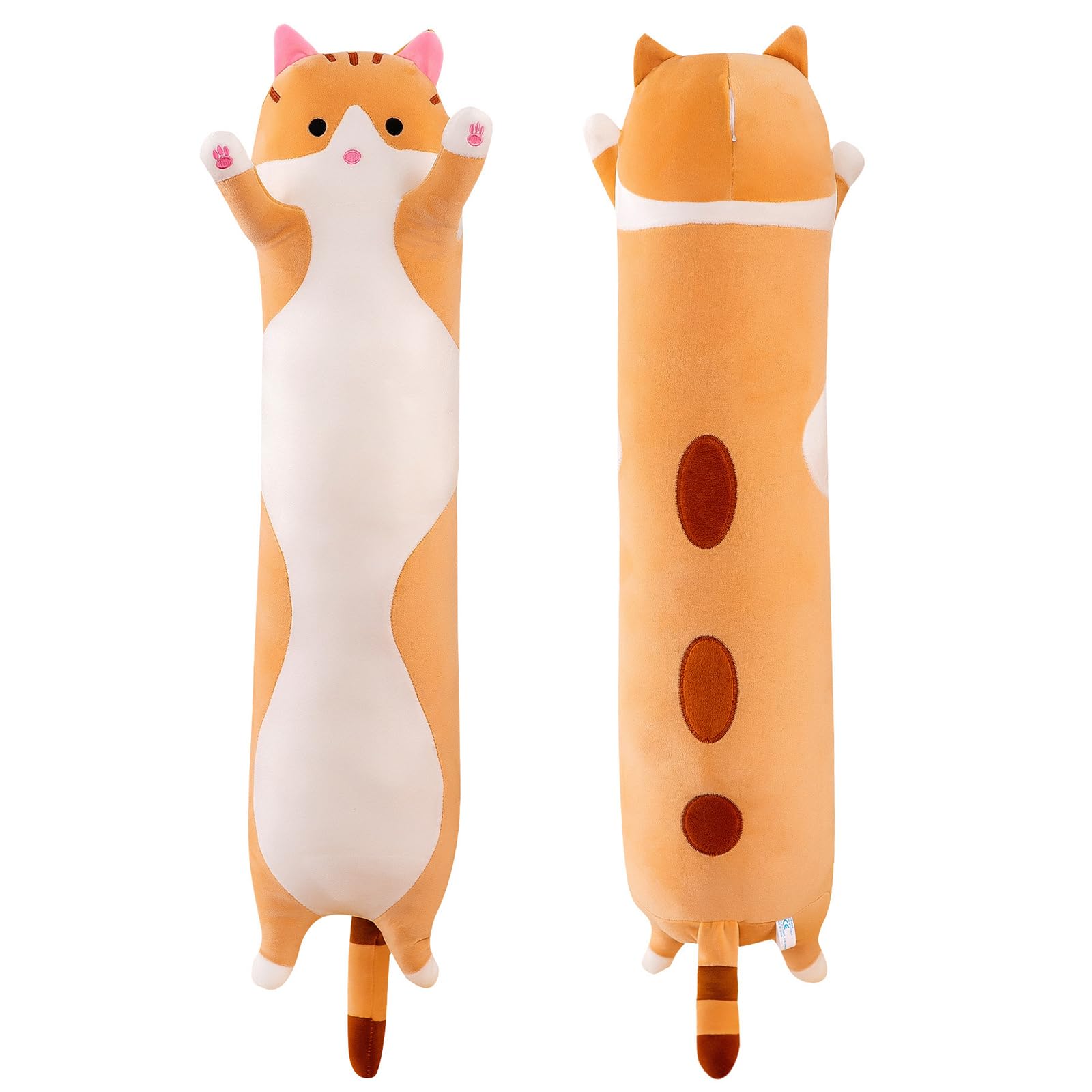 PORUPAEL Long Cat Plush Sleeping Pillow 20''/50cm, Long Cat Plush Body Pillow Cute Kitty Sleeping Throw Pilow for Boys and Girls
