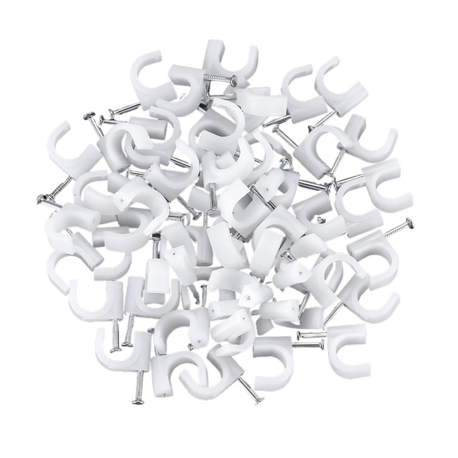Eefpxwtz White Nailed Pipe Clamp， Cable Nail Clips Wire Holder Pe Steel 100Pcs 4-16Mm(4Mm)