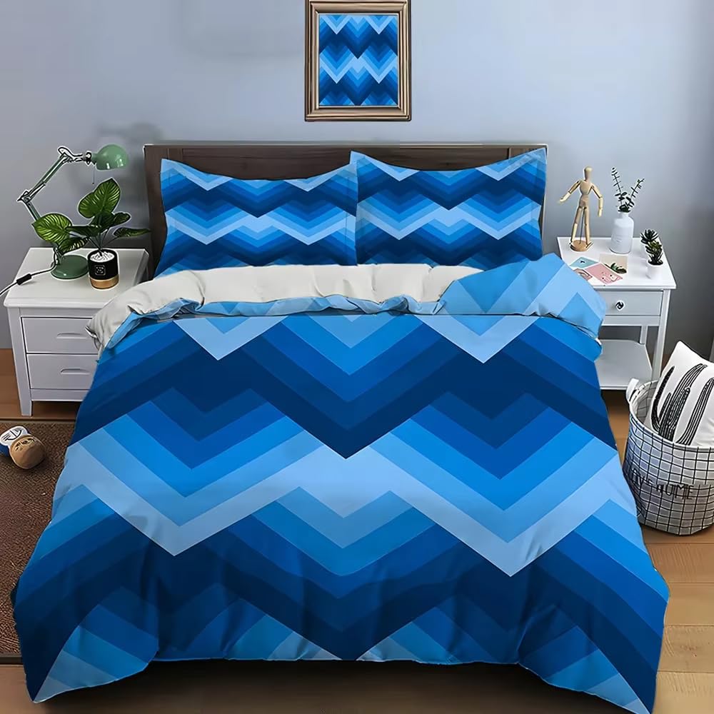 Housse de couette géométrique haut de gamme et ses deux taies d'oreiller de luxe
