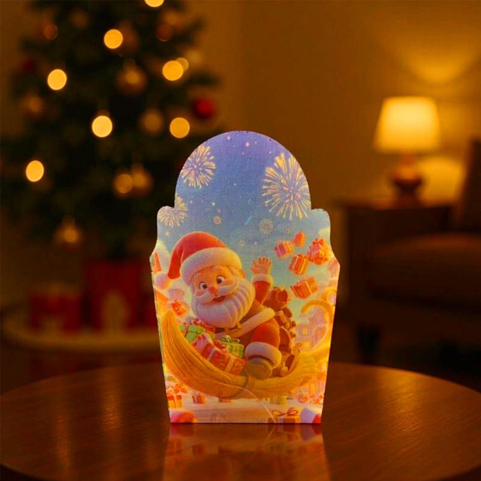 Luce notturna a forma di albero di Natale, lampada da tavolo decorativa a forma di stella, piccola lampada per albero festivo, illuminazione invernale suggestiva