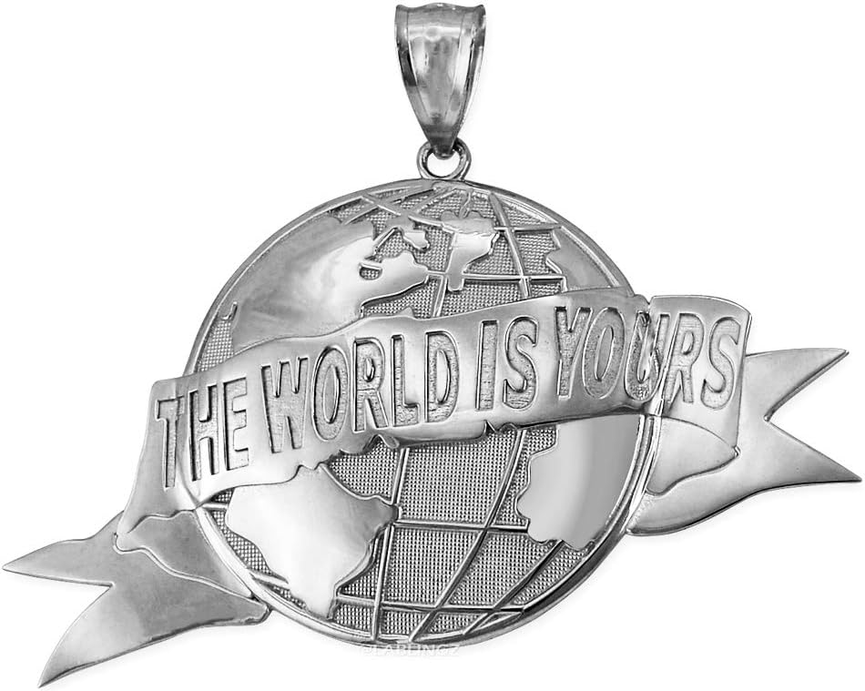 LA BLINGZ Sterling Silver THE WORLD IS YOURS Globe Pendant
