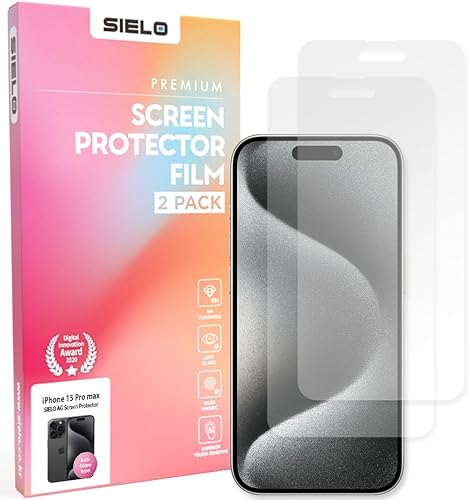SIELO Paquete de 2 Protector de pantalla mate de precisión coreana para iPhone 15 Pro Max, película de Paperfeel inastillable antirreflejos y