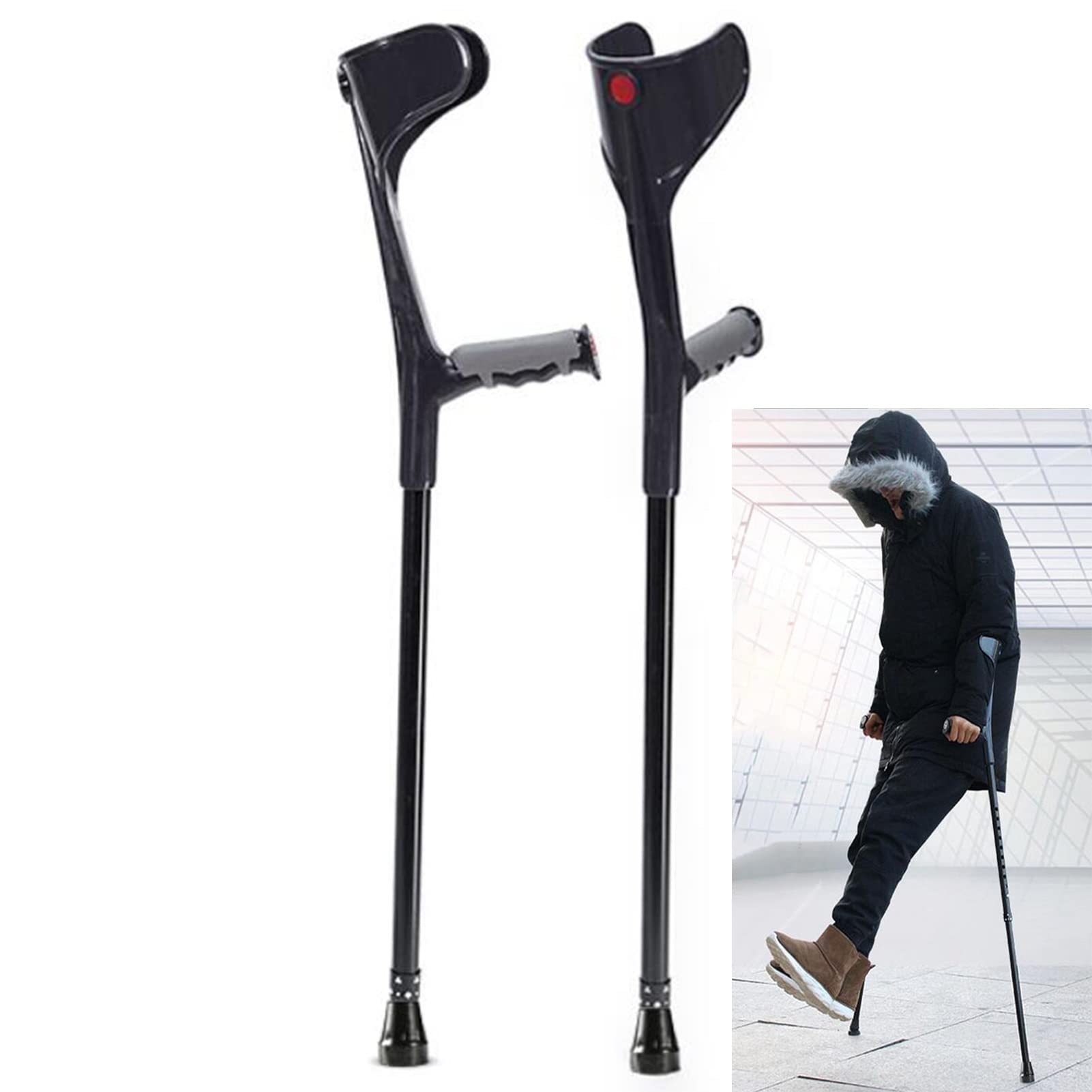 Muletas de antebrazo Motion para Adultos, muletas para Caminar con Mangos de Goma, muletas de Aluminio Ajustables Aniversario