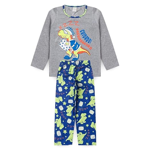 Pijama Longo Infantil Menino Blusa e Calça Preguissauro Brilha No Escuro