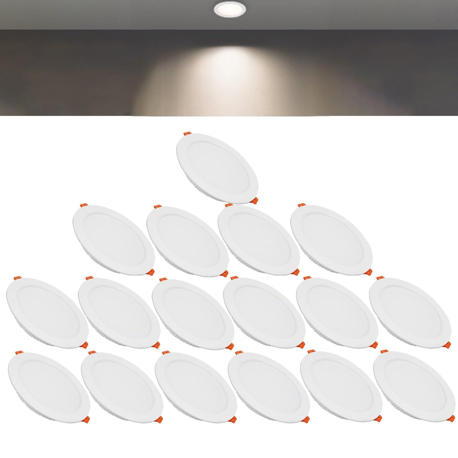 TTiiLoe 21W Round LED Recessed Ceiling Spotlights, 4000K Neutral White Ultra Slim Panel Ceiling Light, Cut Φ160-170mm, AC110-240V Downlights for Hallway Stairwell Showroom, 17 Pack