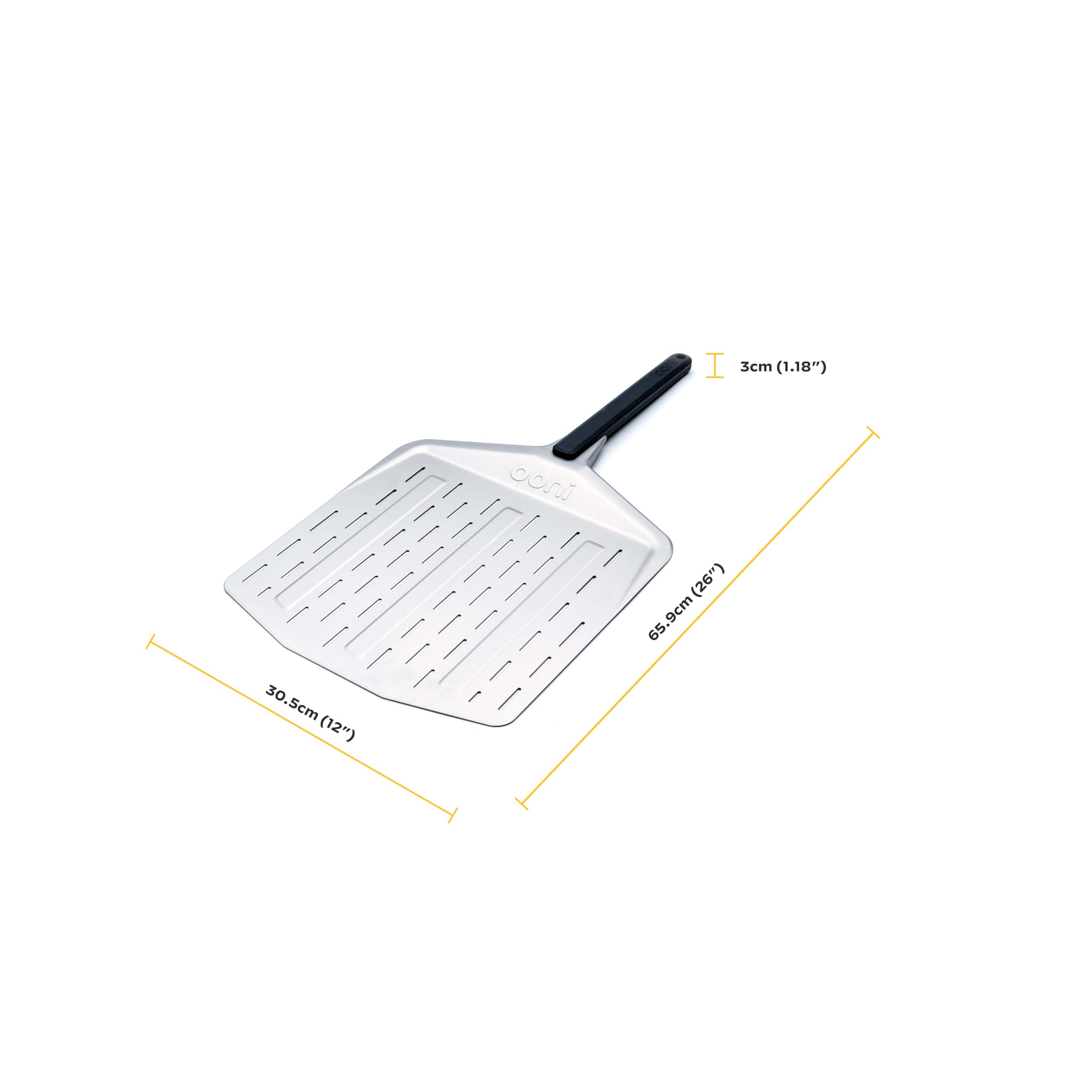 Ooni perforierte Pizzaschaufel 30 cm – Aluminium-Pizzaschieber mit langem Griff – Pizzaschaufel zum Schieben, Wenden und Herausnehmen von Pizzen Zubehör