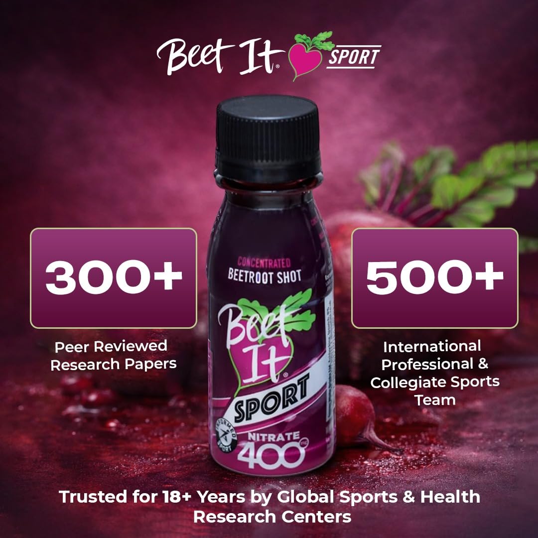 Beet It Sport Nitrate 400 – zastrzyki o wysokiej zawartości azotanu – skoncentrowany sok z buraków (15 x 70 ml) zwiększa wydajność tlenku azotu i wytrzymałość sportową