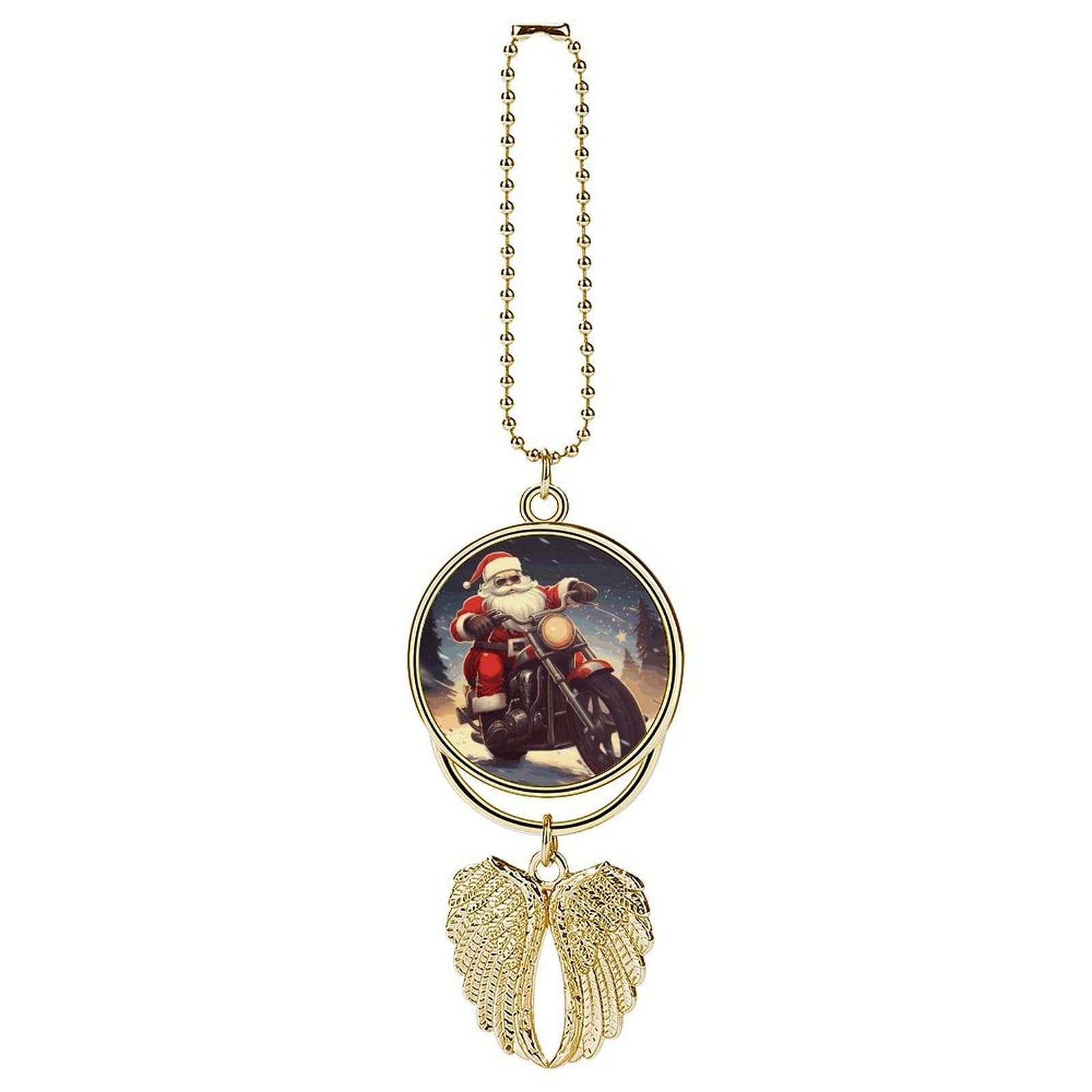 Santa Claus Biker Riding Car Pendant Hanging Swing Auto Rear View Mirror Hanging Car Rear View Mirror Charm Truck Hanger Ornament Charm for Car Rear View Mirrors Accessories