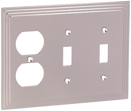 Amertac 84TTDN 2 Toggle/1 Duplex Steps Wallplate, Nickel