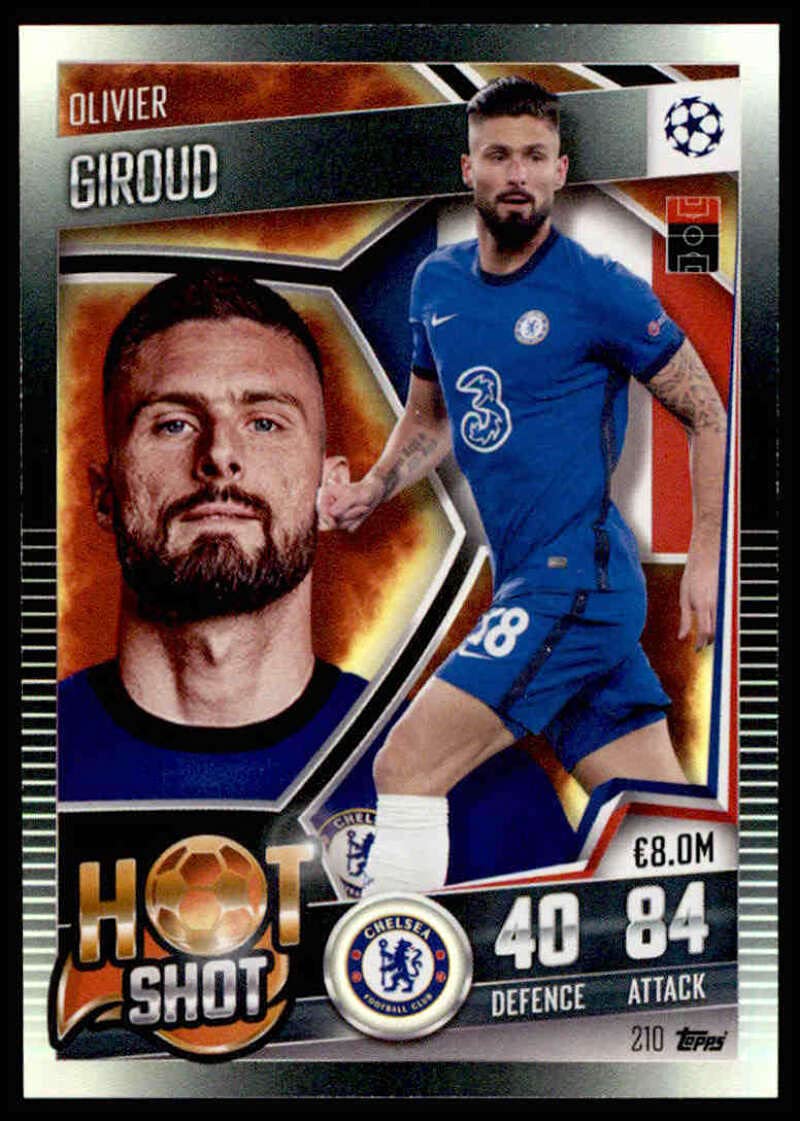 Soccer Pro 2021 Topps Match Attax 101#210 Olivier Giroud Hot Shot