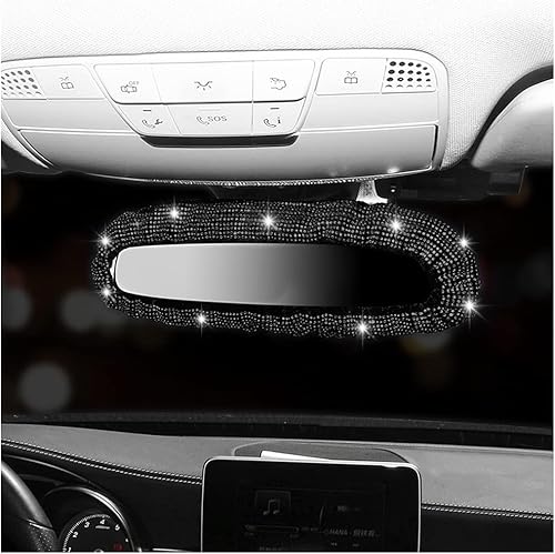 Miniatura 9 de Funda brillante para espejo retrovisor, protector elástico de felpa para espejo retrovisor, con diamantes de imitación brillantes decorativos para