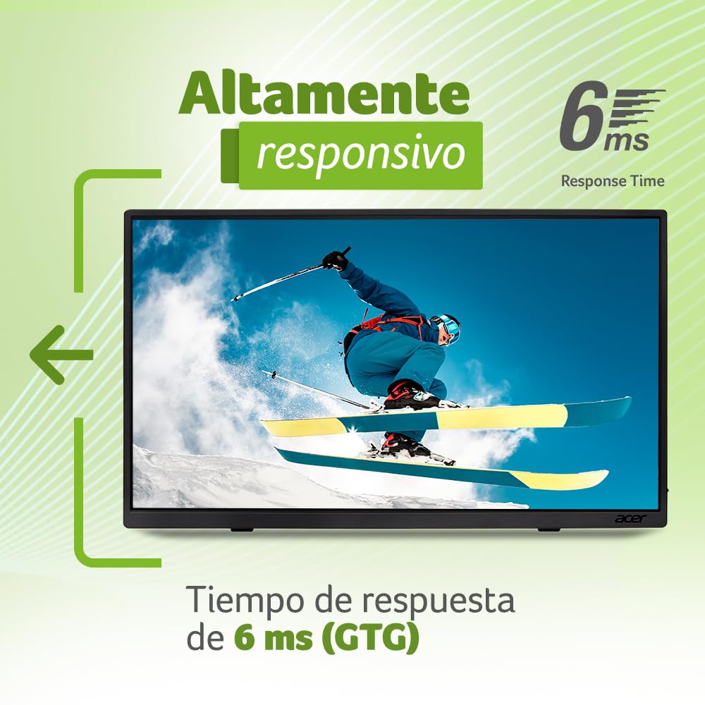 Acer Pantalla portátil | 15.6 Pulgadas FHD IPS Touch | Soporte de sincronización adaptativa (Compatible con FreeSync) | Diseño Delgado | Monitor Externo para computadora portátil PC/Mac | 2 Puertos