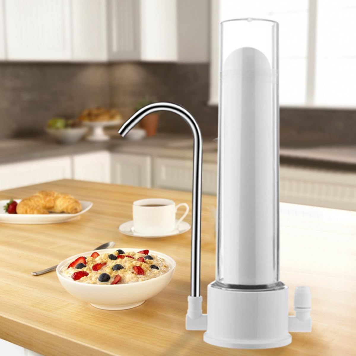 iplusmile Purificador de Agua y Filtro para Grifo de Encimera Filtro Cerámico, sin Electricidad, Material Plástico y Metal Seguro, Herramienta para Grifo de Cocina, 1 Unidad, Uso Doméstico