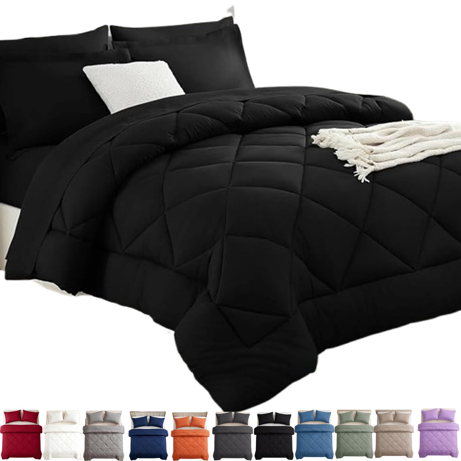 GXHNB Duvet And Cover In One, With 2 Pillowcases (Black,220 * 240cm)