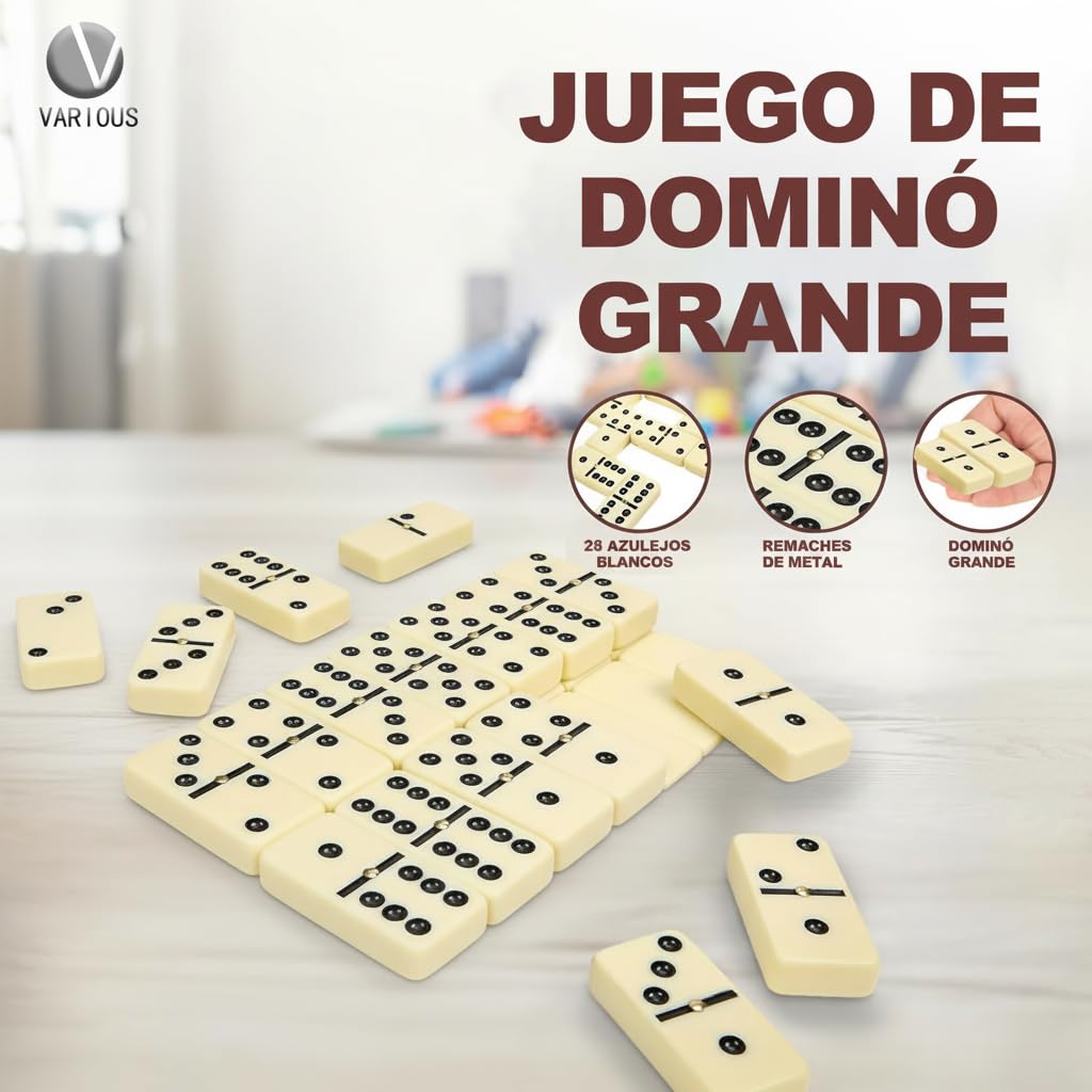 various Domino Double 28 Chips Box Faux Skóra,Klasyczna gra planszowa dla dzieci i dorosłych
