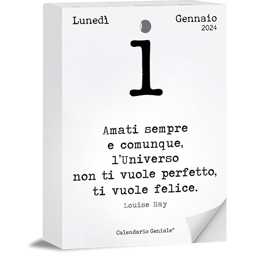 Immagine del prodotto Calendario Geniale 2024. L'Originale. Il Primo con Bonus digitali. Idea Regalo. Inserto 10 x 14 cm. Leggi la frase del giorno e condividi il pensiero Filosofico. Calendario con scatola