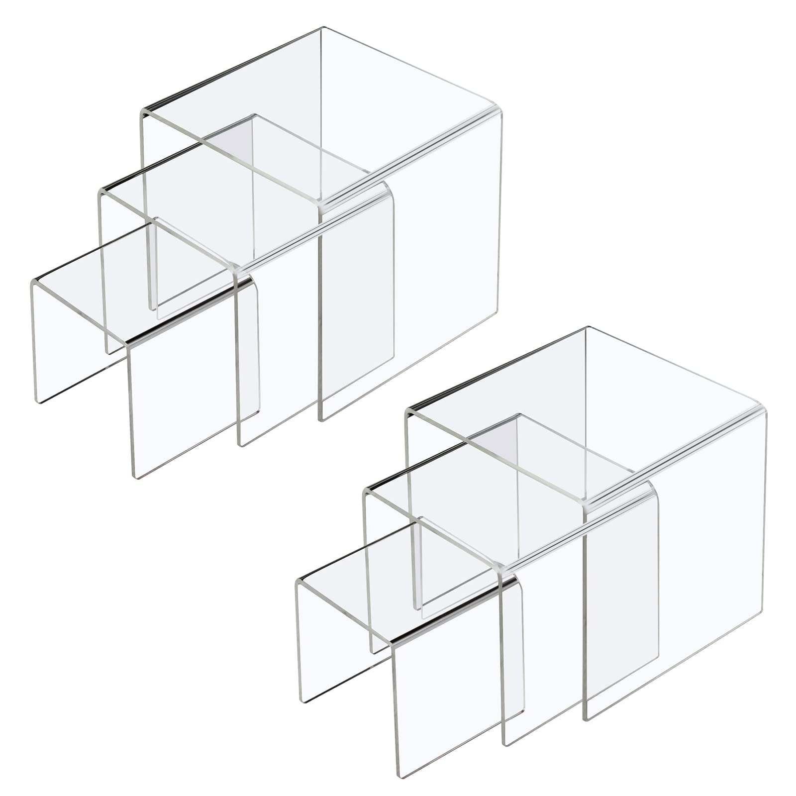 Boxalls 2 Set Acrylic Display Risers, Clear Product Stands For Collections, Jewelry Display Riser Shelf Showcase For Cupcake Candy Dessert Table Decorations - 3"x4"x5" (6pcs)