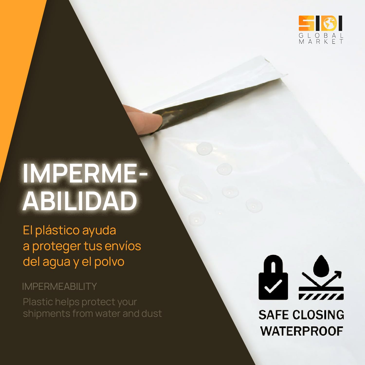 Buste di spedizione, buste per spedizioni, buste in plastica bianca resistente per spedizioni e pacchetti, buste di spedizione vintage con chiusura autoadesiva sicura - SIDI (250 x 350 x 40 mm, 500