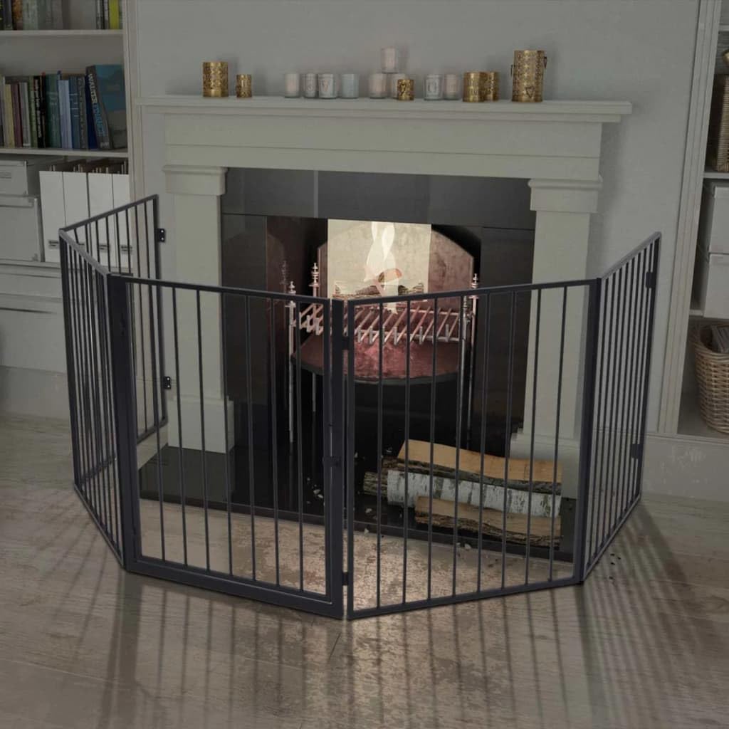 Genérico Valla reja de Chimenea para Mascotas Acero Negro,Casa y jardín,Accesorios para hornos de leña y chimeneas,Pantallas para chimeneas-242684