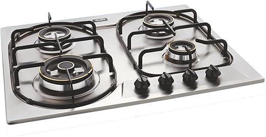 Glen Hob 4 Burner Built In Hob 4 Burner Gas Stove Auto Ignition Stainless Steel Gas Hob Top with Triple Ring & Double Ring Forged Brass Burner, 2…