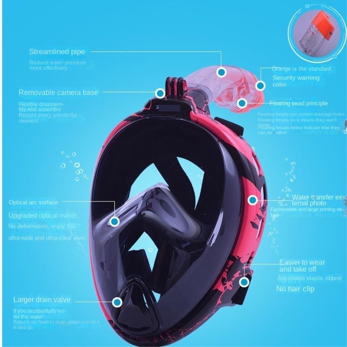 Masque de Plongée Anti-Fuite Masque De Plongée avec Tuba sous-Marin Anti-buée en Apnée Intégral Équipement Cadeau Fête