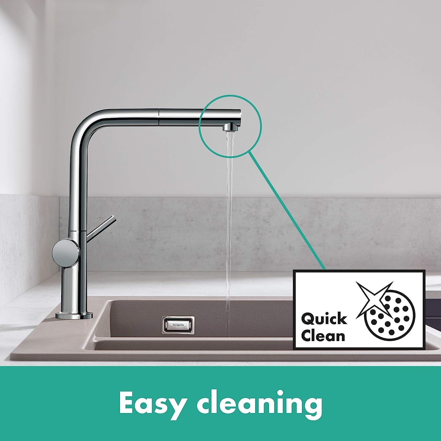 hansgrohe Talis M54 - Rubinetto da cucina con doccetta estraibile (1 getto), Miscelatore cucina con altezza bocca 270 mm, Rubinetto monocomando con bocca girevole, cromo, 72808000