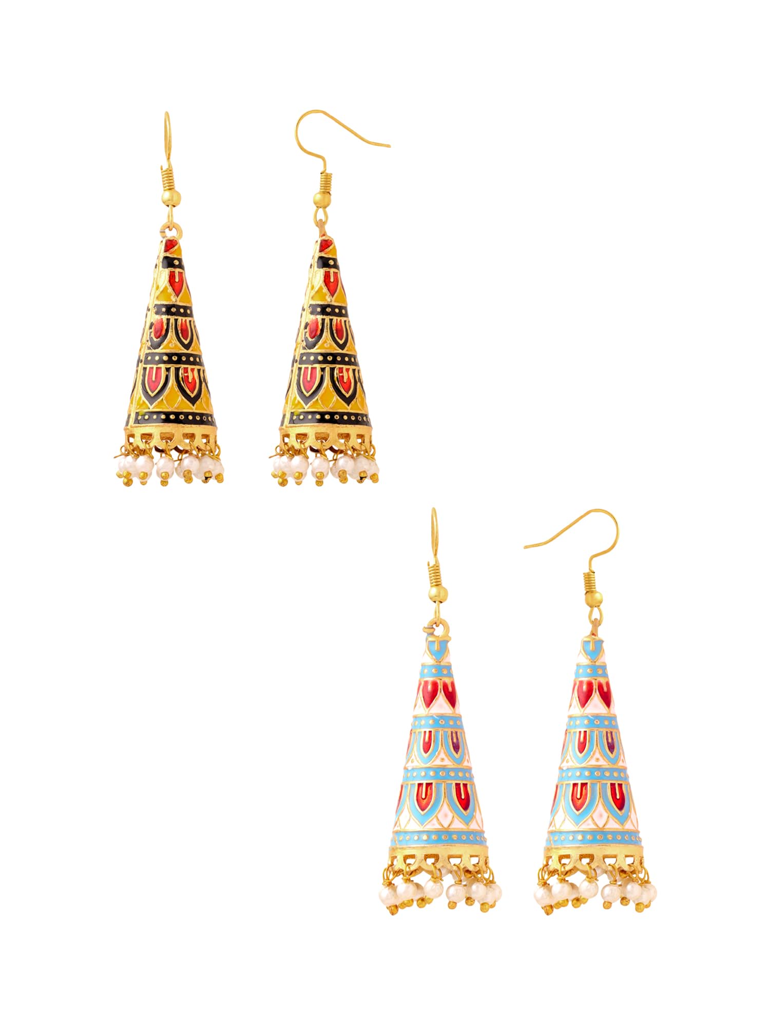 Earrings for Women & Girls Traditional Multicolor Meenakari Jhumka | Gold Plated Set Earring | Dome Shaped Jhumka Earring Combo | Accessories Jewellery | Birthday & Anniversary Gift-image-35