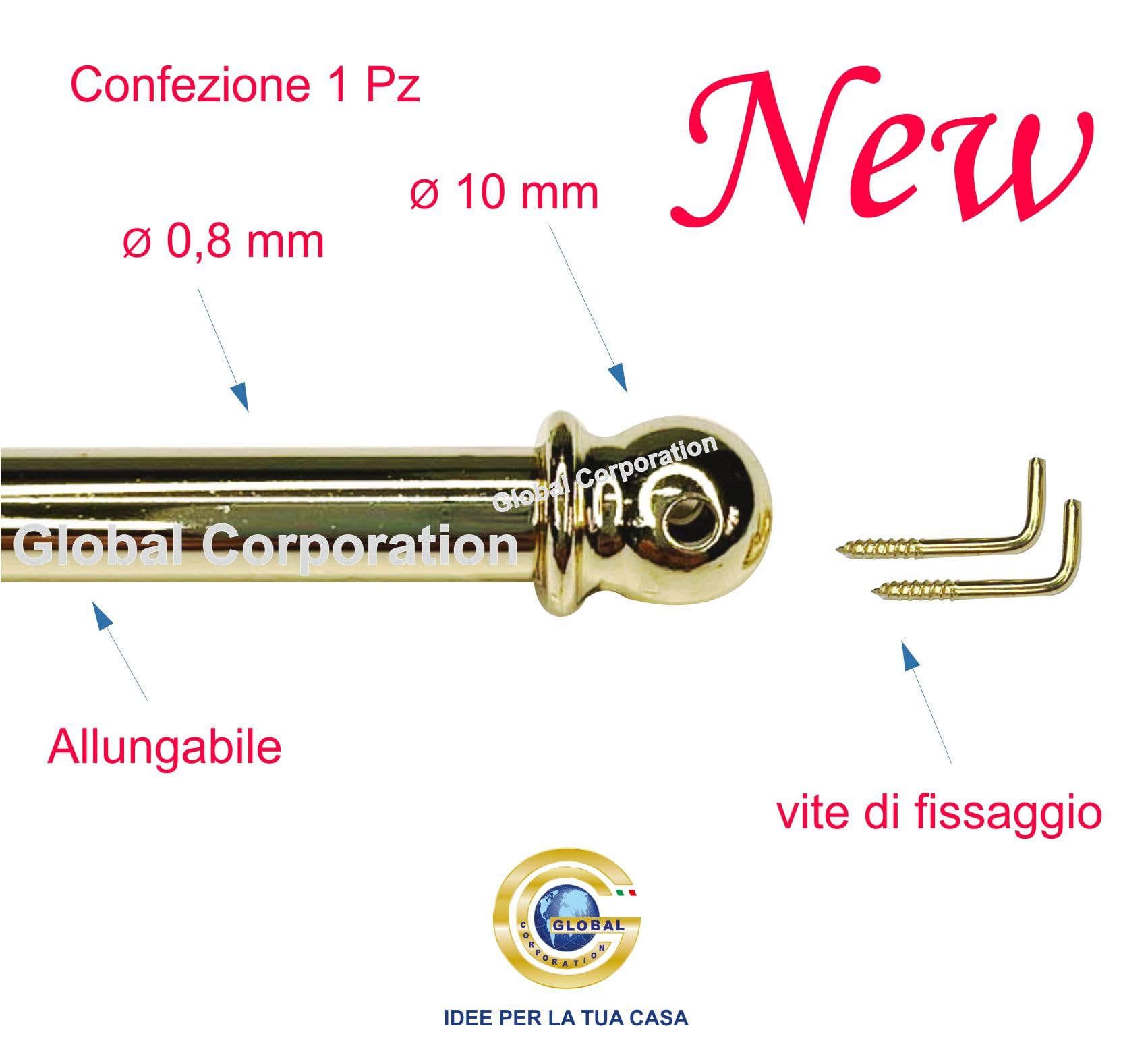 Astine Tendine Telescopiche Bianche - Reggitende Per Finestra, Con Vite, Estensibili 50-90 Cm - Foto 7