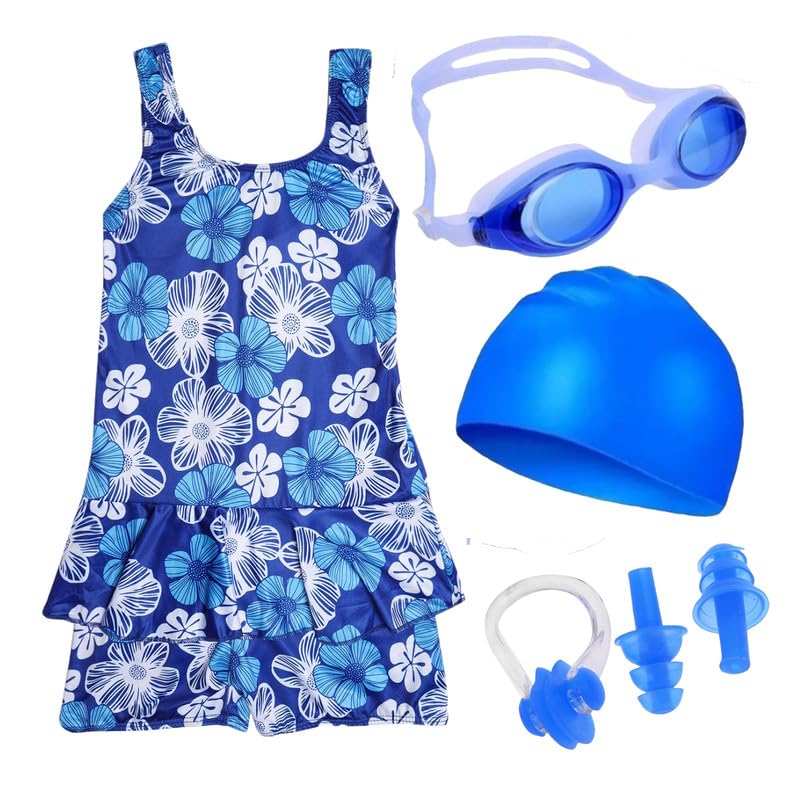 Golden Girl Girl Swimming Kit(103)-Blu Swimming Set, 6-7 Years (Blue)