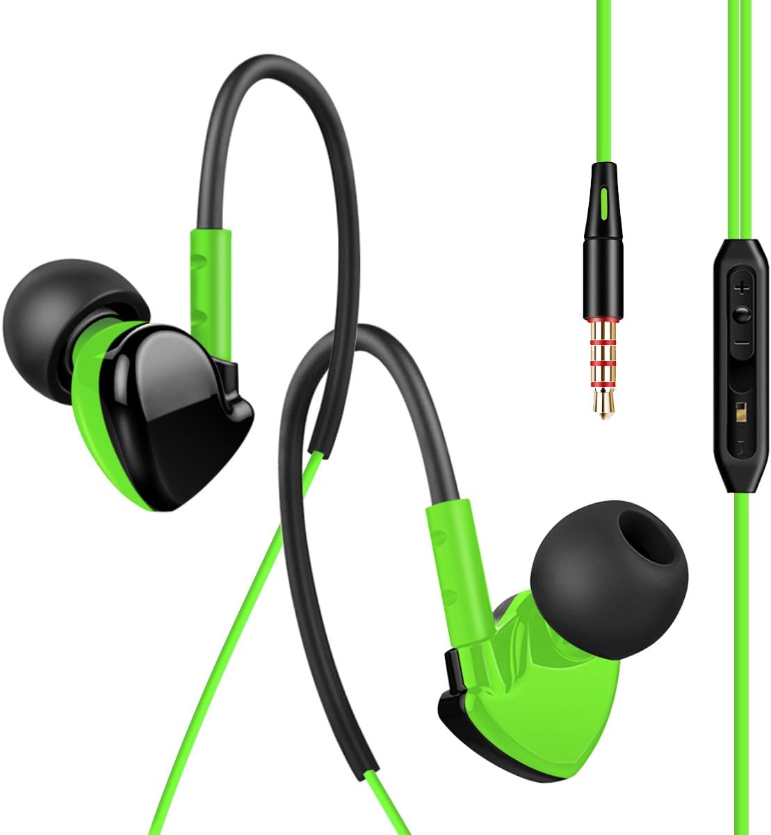 Plustore Wired In-Ear Sport Headphone with Mic and Remote,Stereo Sweatproof Workout Earphone
