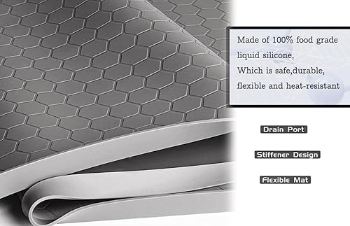 Miniatura 3 de Spill Agent - Tapete para debajo del fregadero, 34 x 22 pulgadas, tapete protector de gabinete de silicona impermeable con orificio de drenaje,