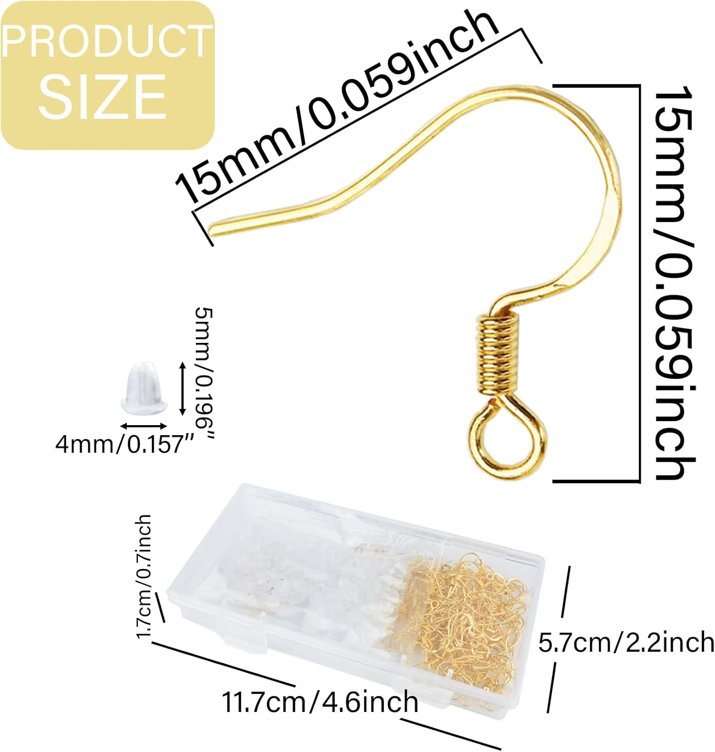 150pcs Hypoallergenic Earring Hooks with 150pcs Rubber Safety Back Stoppers Boxed Earring Making Supplies Durable Earring Findings Low Allergens for DIY Jewelry Design - Image 3