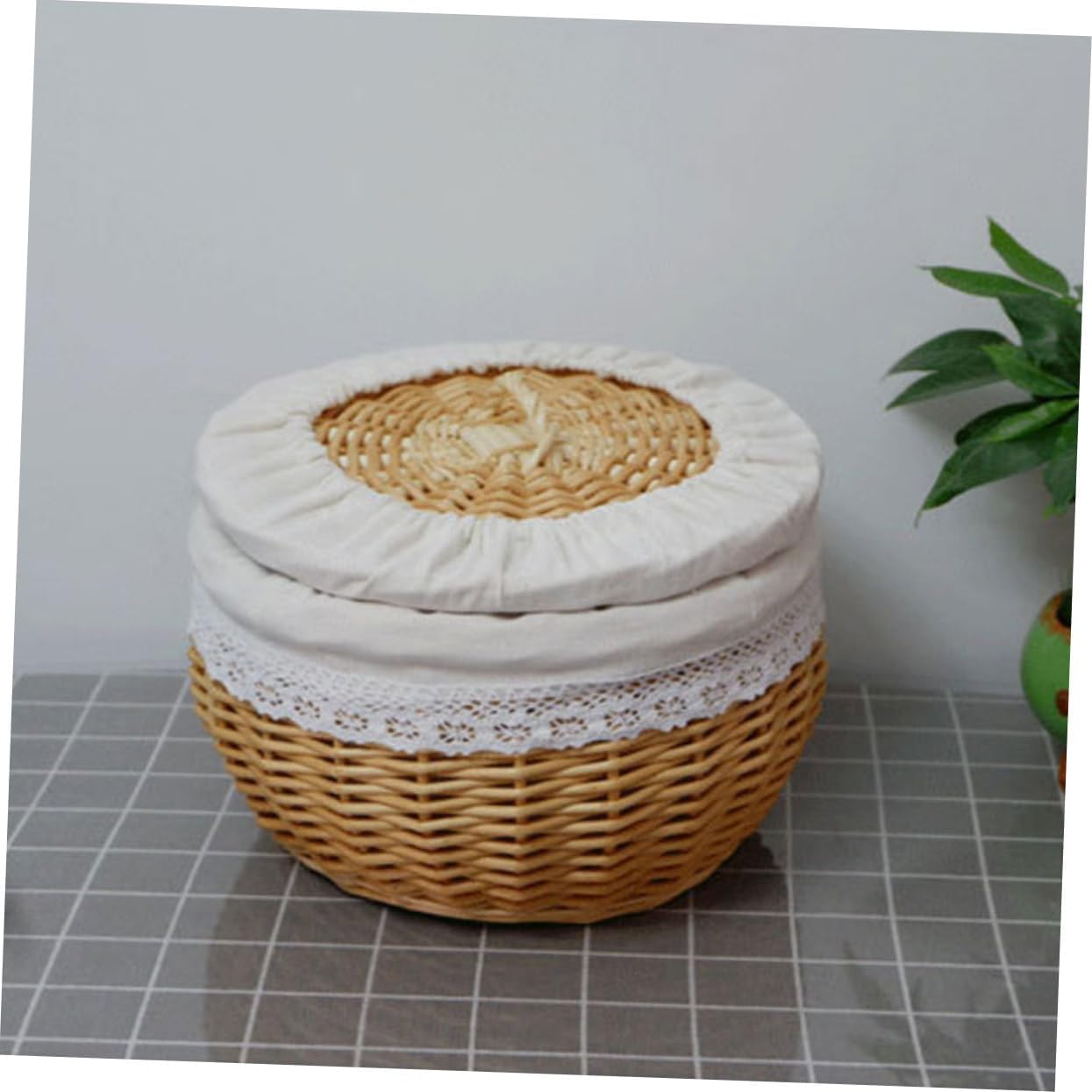 PRETYZOOM Woven Bread Basket for Home Storage Stylish Imitation Rattan Design for Organizing Fruits Breads and Snacks Versatile Decorative Basket for Living Room and Kitchen