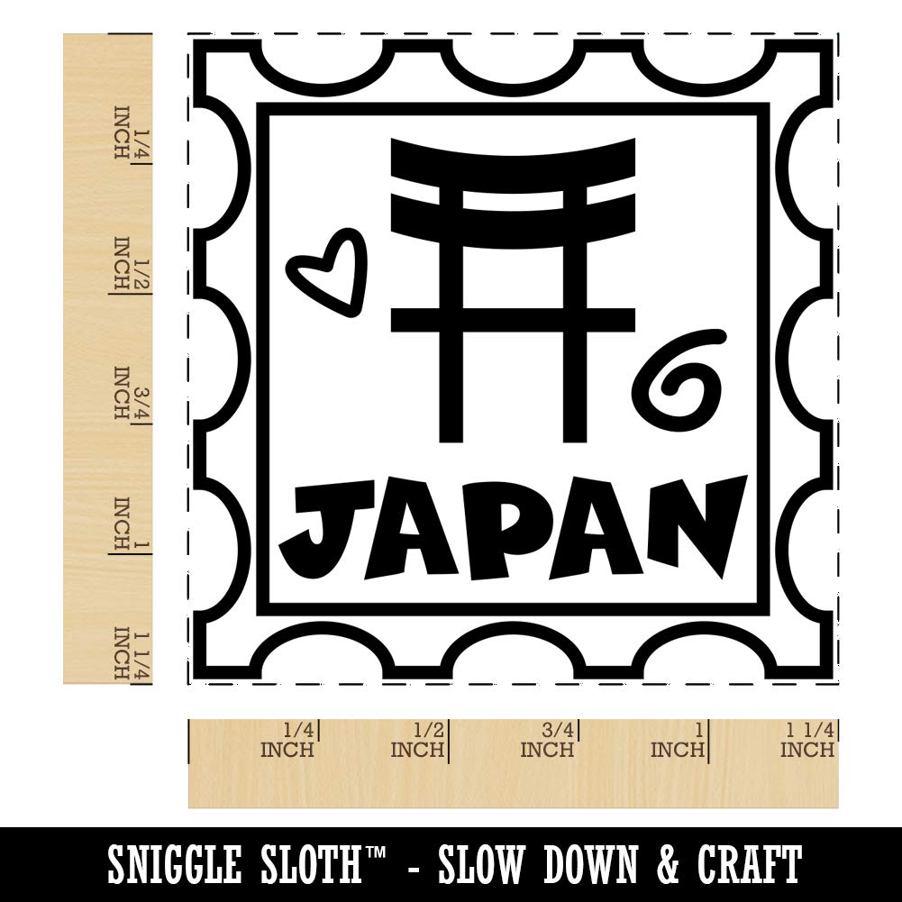 Japan Passport Travel Square Rubber Stamp for Stamping Crafting - 1.25in Small