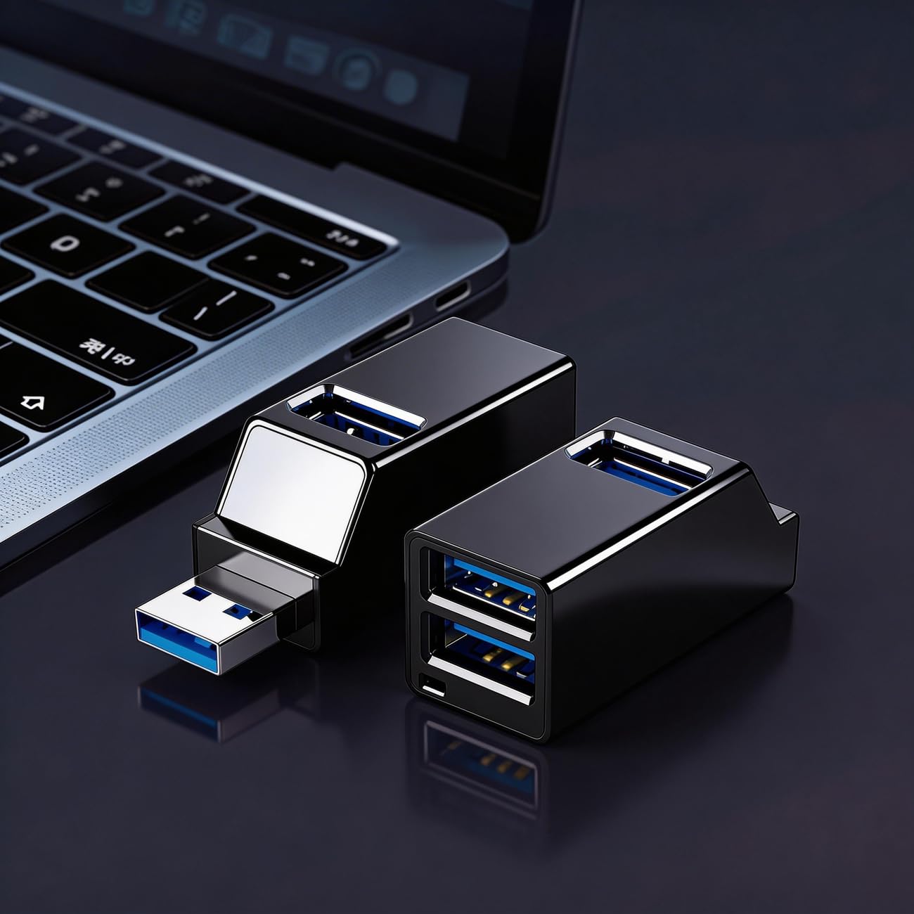 2 Pack Upgrade 3 in 1 USB Hub with 5Gbps 3 0 High Speed Port for Keyboard Mouse