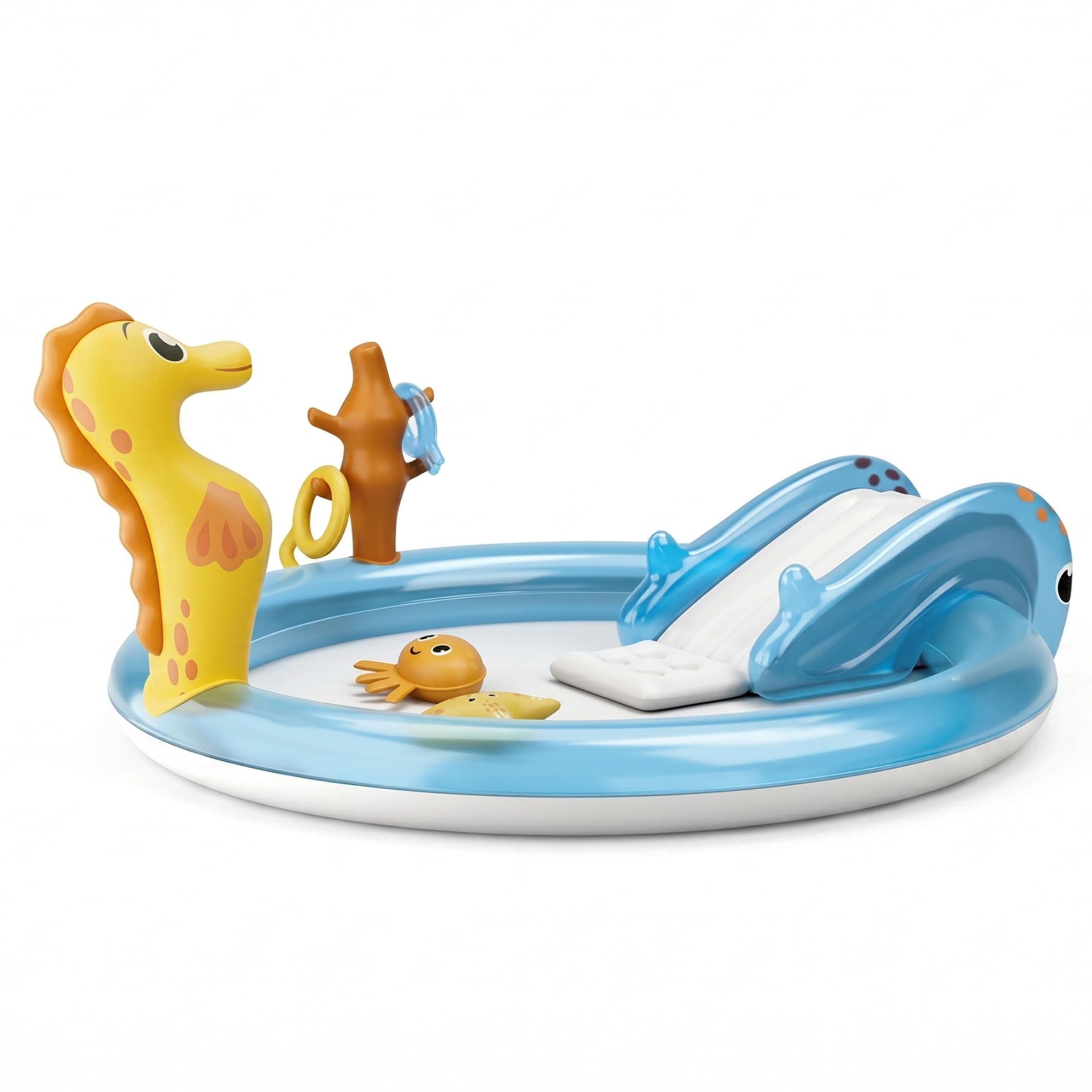 Piscine Gonflable pour Enfants avec Toboggan – Piscine pour Enfants en PVC épais avec arroseur intégré, Grand imprimé Animal Marin pour s'amuser en Plein air