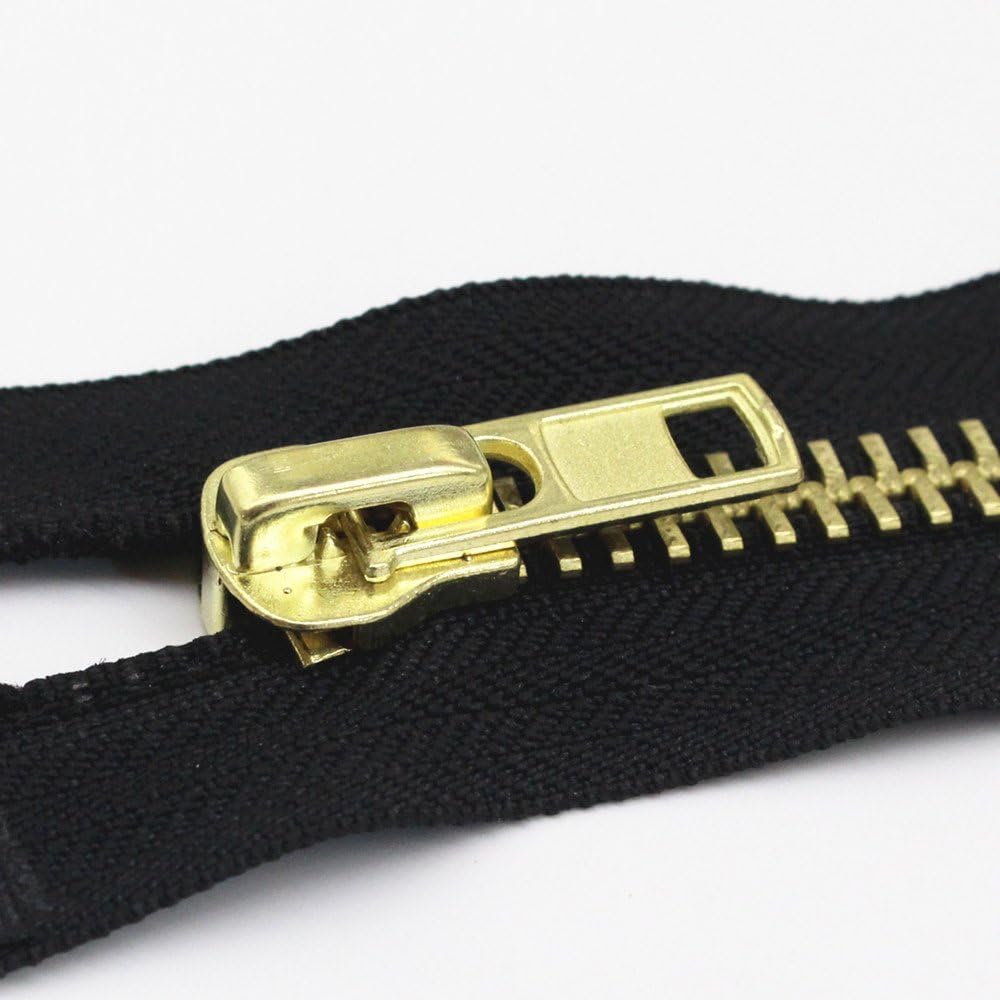 YaHoGa #10 36 Inch 90cm Brass Separating Jacket Zipper Y-Teeth Metal Zipper Heavy Duty Metal Zippers for Jackets Sewing Coats Crafts (36" Brass) - Image 4