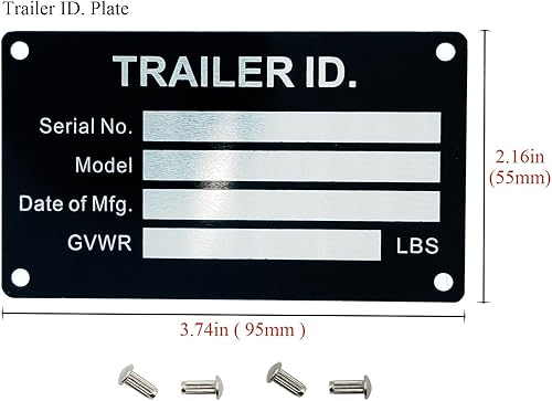 Miniatura 3 de Datos de placa de identificación VIN para remolque personalizado TAG Identificación del modelo en blanco Modelo de número de serie VIN, Fecha de MFG