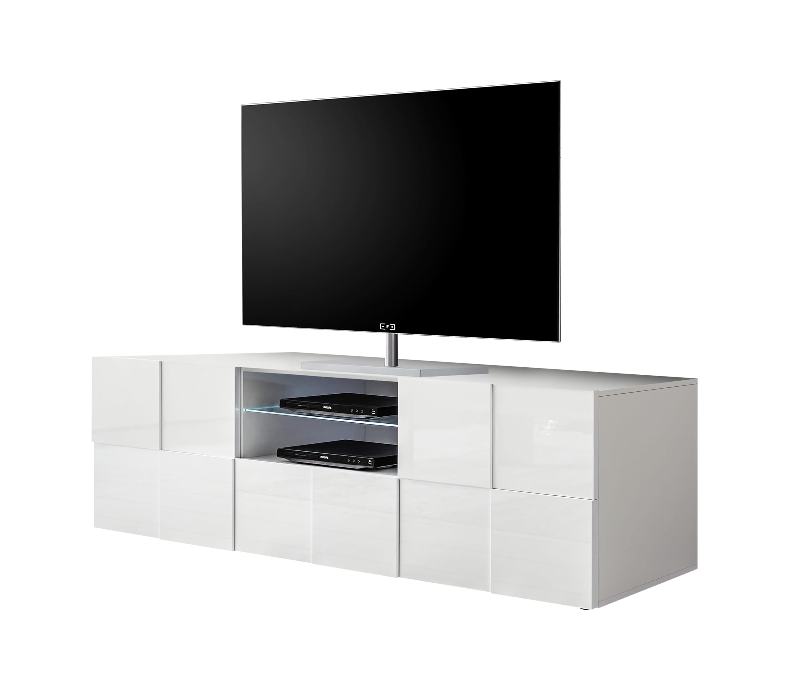 Web Convenienza Base TV con Ante Made in Italy – Credenza Contenitore Collezione Dama per Soggiorno Cucina Ingresso Sala da Pranzo Mobile Design Moderno 2 Ante e 1 cassetto, Bianco Lucido