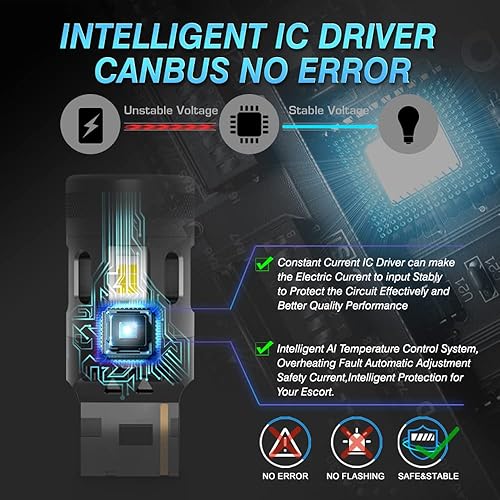 Miniatura 4 de MAXGTRS Bombilla LED T20 7440 W21W CANBUS Luz de marcha atrás Super brillante 3570 Chip 6500K Blanco Sin Error Blinker Anti Hyper Flash 24W 4000LM