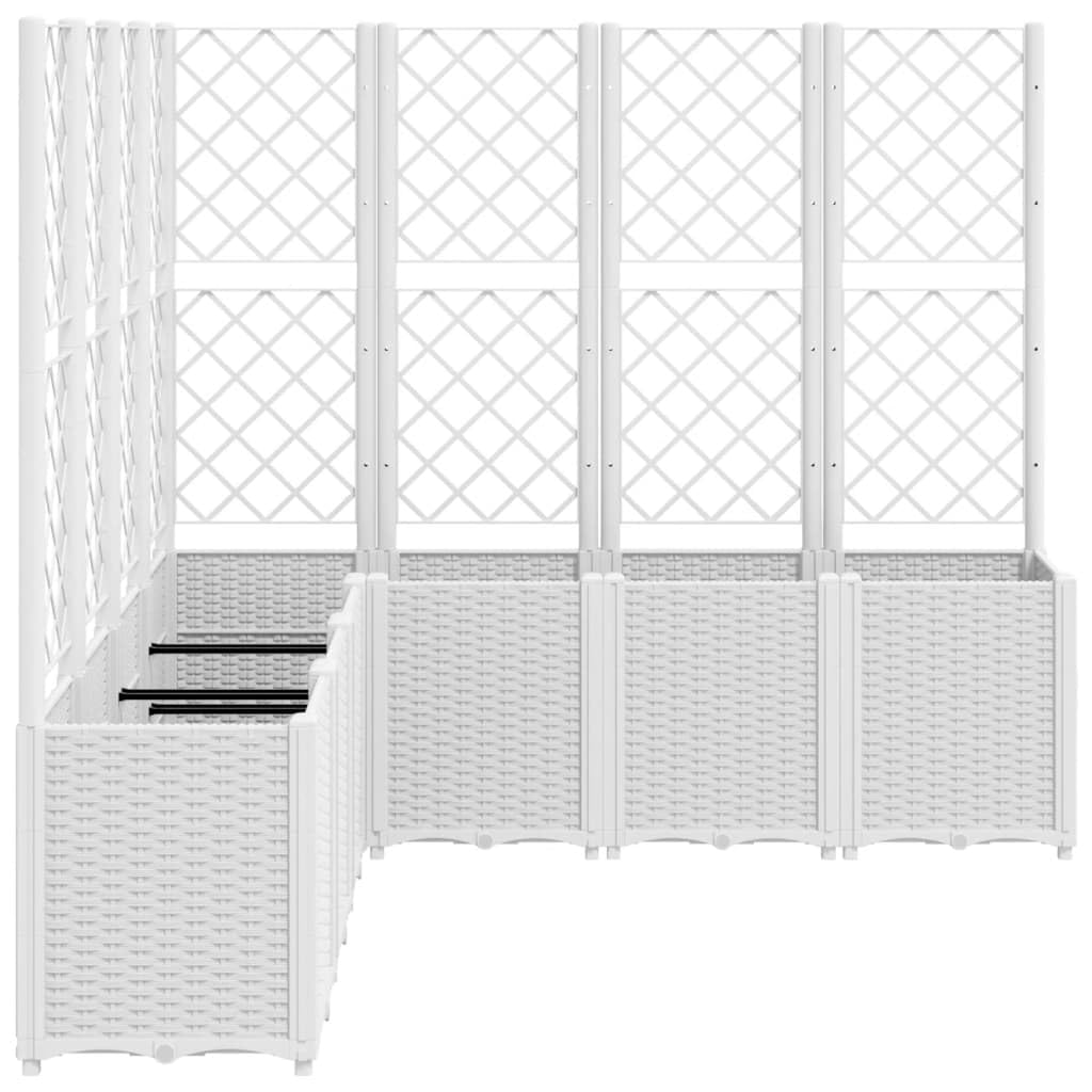 Skrzynka na kwiaty do ogrodu, z kratą, biała, 160 x 160 x 140 cm, wykonana z polipropylenu, skrzynka na sadzonki, pionowa skrzynka ogrodowa, na balkon i do ogrodu, mini ogród do sadzonek