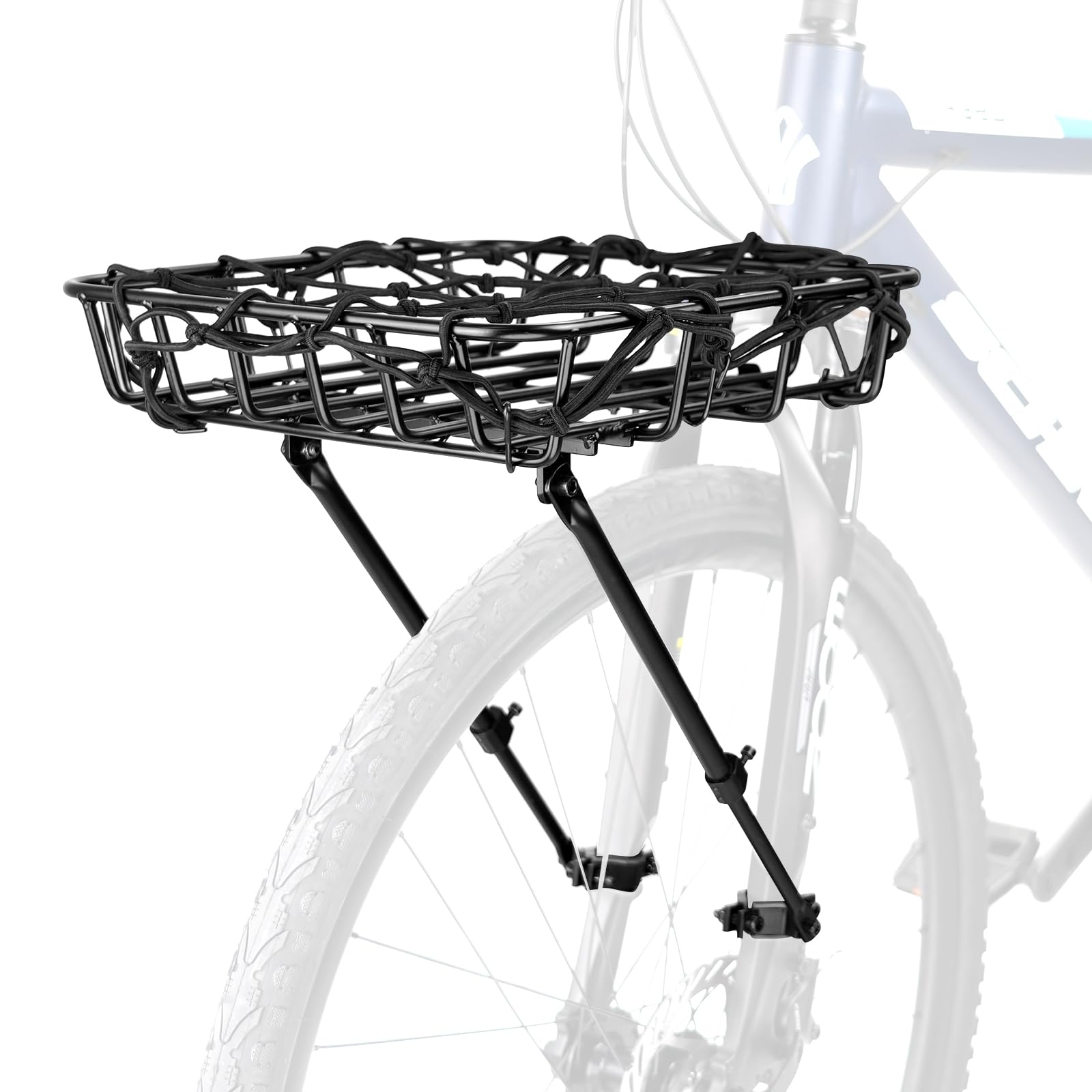 WEEROCK Fahrradkorb mit vorderem Gepäckträger, breiter Fahrradkorb mit Stützstangen, Aluminium-Vorderradkorb für Mountainbike, Beachbike und Rennrad