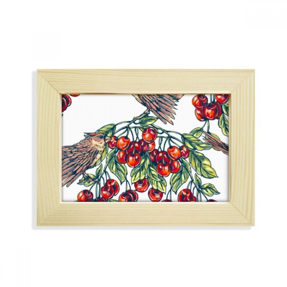 Pintura de pájaro en planta verde marco de fotos de madera 5x7