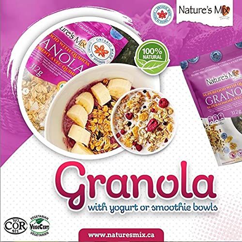 Fabriqué au Canada - Nature's Mix Granola super-alimentaire avec Quinoa - Sans écrou - Fabriqués localement au Canada - Vegan, Granola super-alimentaire avec Quinoa, 312 Grams, violet clair