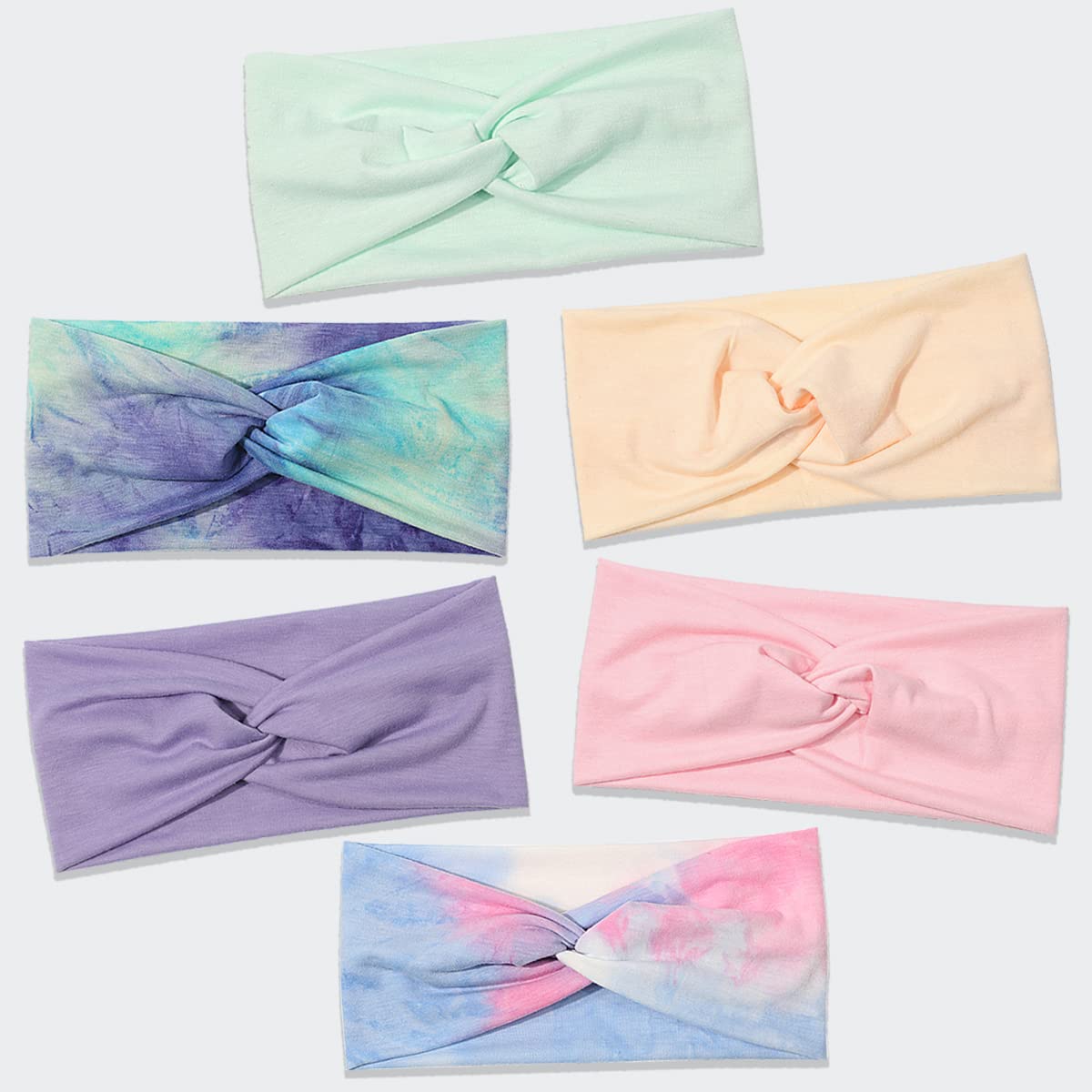 Artilady 6 Pack Wide Boho Headbands for Women - Soft Yoga Elastic Hair Bands for Girls Workout Running