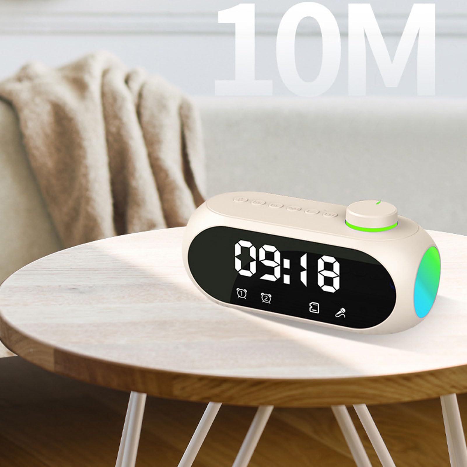 Radio-réveil Numérique pour Chambre à Coucher, Horloge FM de Chevet avec Haut-Parleur Bluetooth sans Fil, éclairage RVB, Grand écran Miroir, Double Alarme, Charge de Type C, pour